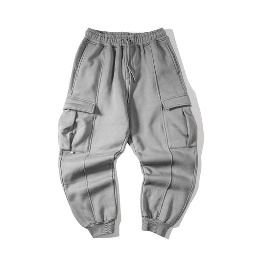 Gray Guard Pants Men's  Plus Velvet Sweatpants Thickened Straight Loose VibeFlex Sports