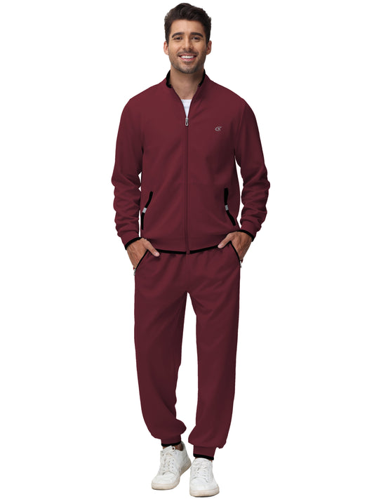 Men'S Tracksuits Sweatsuits for Men Set Track Suits 2 Piece Casual Athletic Jogging Warm up Full Zip Sweat Suits Wine Red L