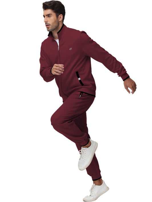 Men'S Tracksuits Sweatsuits for Men Set Track Suits 2 Piece Casual Athletic Jogging Warm up Full Zip Sweat Suits Wine Red L
