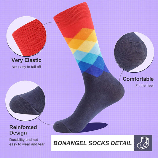 Mens Dress Socks Fun Funny Colorful Crazy Crew Dress Socks for Men 9-12