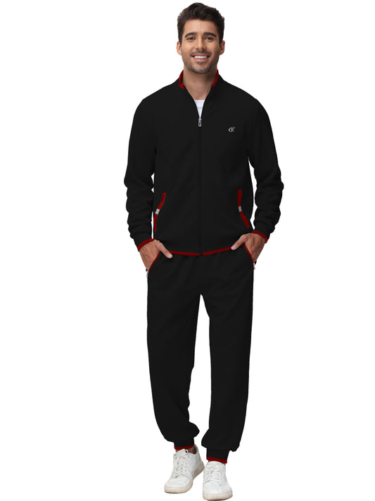 Men'S Tracksuits Sweatsuits for Men Set Track Suits 2 Piece Casual Athletic Jogging Warm up Full Zip Sweat Suits Black L