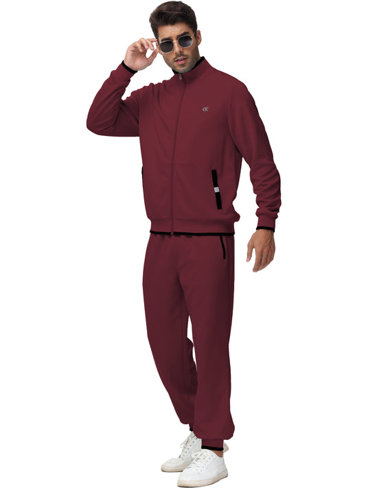 Men'S Tracksuits Sweatsuits for Men Set Track Suits 2 Piece Casual Athletic Jogging Warm up Full Zip Sweat Suits Wine Red L