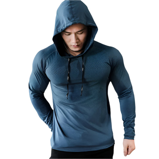 Mens Fitness Tracksuit Running Sport Hoodie Gym Joggers Hooded Outdoor Workout Athletic Clothing Muscle Training Sweatshirt Tops