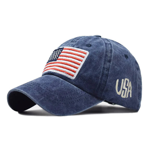 Women Baseball Cap Summer Denim Hats Men Spring USA Letter Flag Embroidery Baseball Hats Cotton Outdoor Vintage Visor Casual Cap VibeFlex Sports
