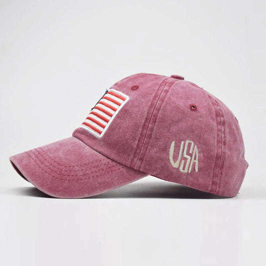 Women Baseball Cap Summer Denim Hats Men Spring USA Letter Flag Embroidery Baseball Hats Cotton Outdoor Vintage Visor Casual Cap VibeFlex Sports