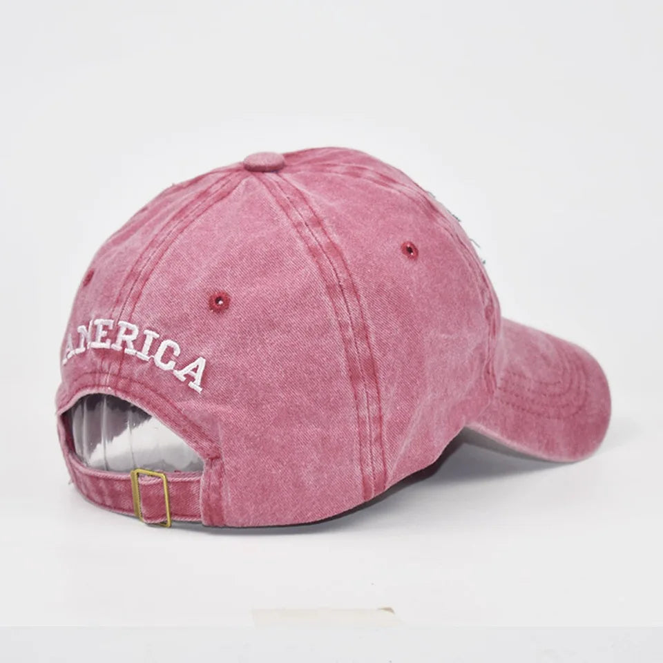 Women Baseball Cap Summer Denim Hats Men Spring USA Letter Flag Embroidery Baseball Hats Cotton Outdoor Vintage Visor Casual Cap VibeFlex Sports