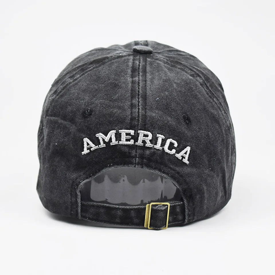 Women Baseball Cap Summer Denim Hats Men Spring USA Letter Flag Embroidery Baseball Hats Cotton Outdoor Vintage Visor Casual Cap VibeFlex Sports