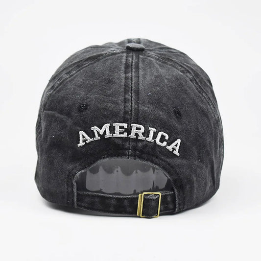 Women Baseball Cap Summer Denim Hats Men Spring USA Letter Flag Embroidery Baseball Hats Cotton Outdoor Vintage Visor Casual Cap VibeFlex Sports