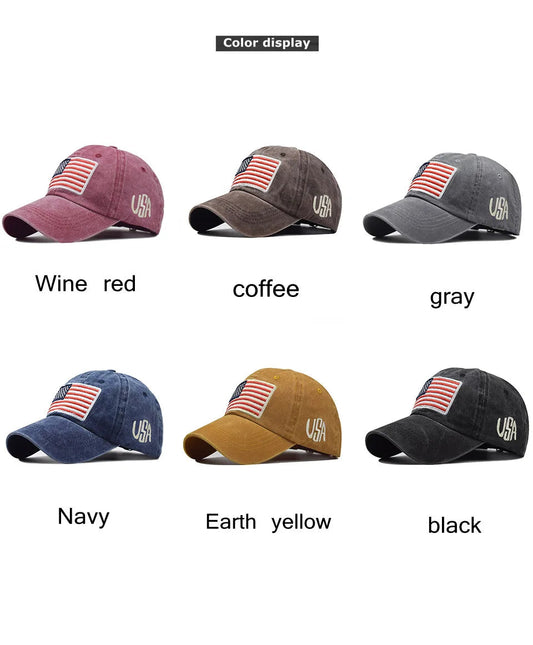 Women Baseball Cap Summer Denim Hats Men Spring USA Letter Flag Embroidery Baseball Hats Cotton Outdoor Vintage Visor Casual Cap VibeFlex Sports
