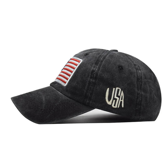 Women Baseball Cap Summer Denim Hats Men Spring USA Letter Flag Embroidery Baseball Hats Cotton Outdoor Vintage Visor Casual Cap VibeFlex Sports