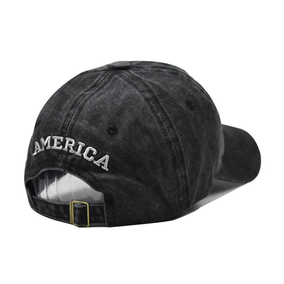 Women Baseball Cap Summer Denim Hats Men Spring USA Letter Flag Embroidery Baseball Hats Cotton Outdoor Vintage Visor Casual Cap VibeFlex Sports