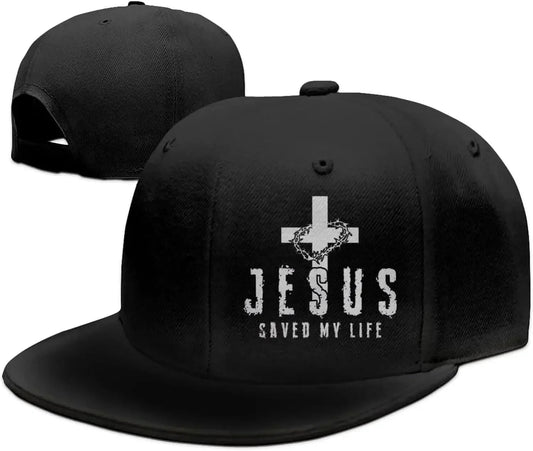 Christian Jesus Saved My Life Cross Snapback Hats for Men Baseball Cap Adjustable Flat Bill Trucker Dad Gift,Husband,Boy Friend VibeFlex Sports