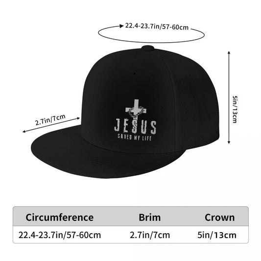 Christian Jesus Saved My Life Cross Snapback Hats for Men Baseball Cap Adjustable Flat Bill Trucker Dad Gift,Husband,Boy Friend VibeFlex Sports