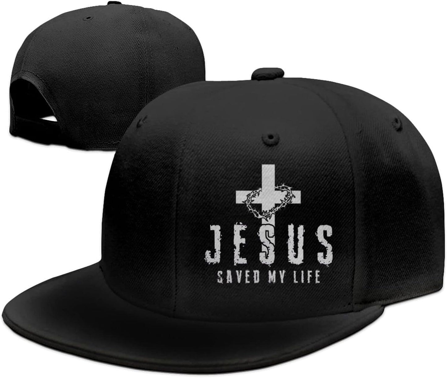 Christian Jesus Saved My Life Cross Snapback Hats for Men Baseball Cap Adjustable Flat Bill Trucker Dad Gift,Husband,Boy Friend VibeFlex Sports
