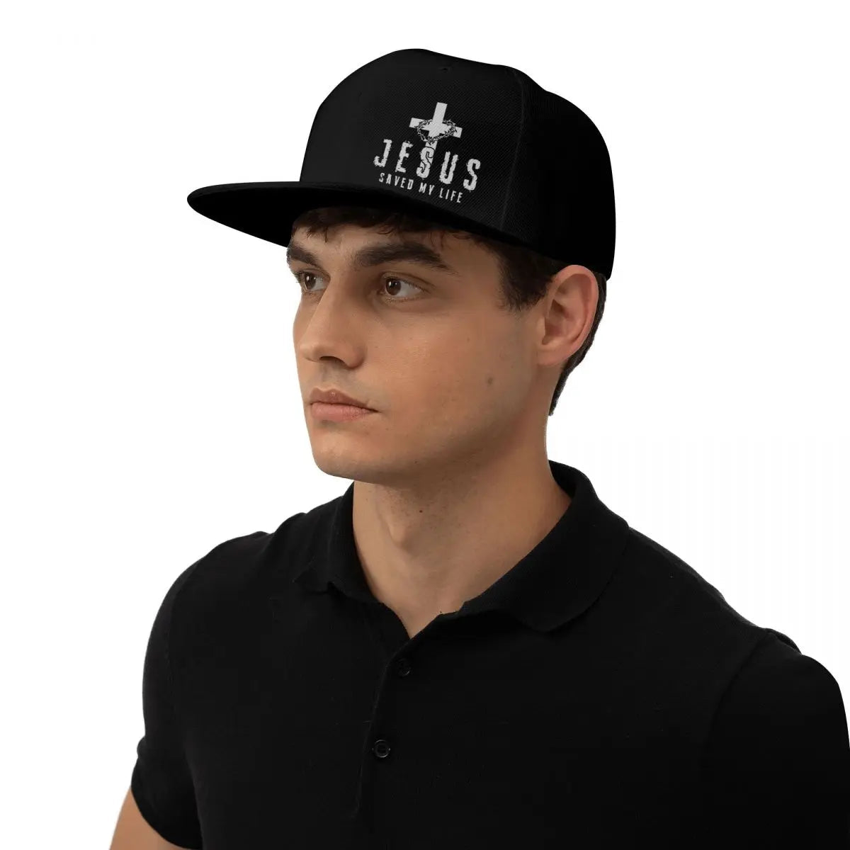 Christian Jesus Saved My Life Cross Snapback Hats for Men Baseball Cap Adjustable Flat Bill Trucker Dad Gift,Husband,Boy Friend VibeFlex Sports