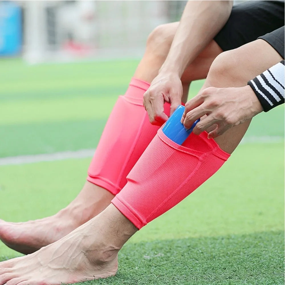 Shin Guards Soccer Football Canilleras Support Sock Nylon Leg Sleeves Shin Protector with Pocket Soccer Gear щитки футбольные VibeFlex Sports