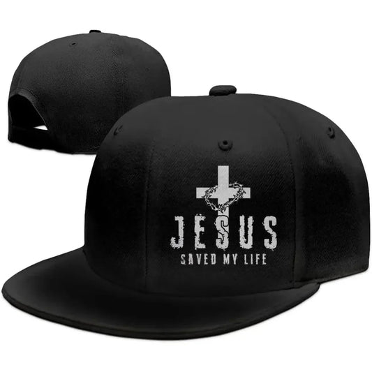Christian Jesus Saved My Life Cross Snapback Hats for Men Baseball Cap Adjustable Flat Bill Trucker Dad Gift,Husband,Boy Friend VibeFlex Sports