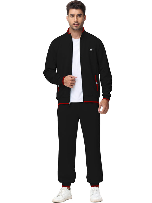 Men'S Tracksuits Sweatsuits for Men Set Track Suits 2 Piece Casual Athletic Jogging Warm up Full Zip Sweat Suits Black L