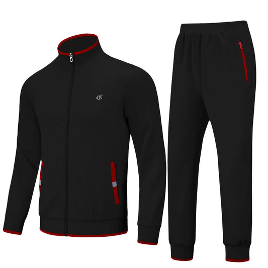 Men'S Tracksuits Sweatsuits for Men Set Track Suits 2 Piece Casual Athletic Jogging Warm up Full Zip Sweat Suits Black L