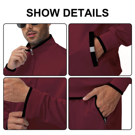 Men'S Tracksuits Sweatsuits for Men Set Track Suits 2 Piece Casual Athletic Jogging Warm up Full Zip Sweat Suits Wine Red L
