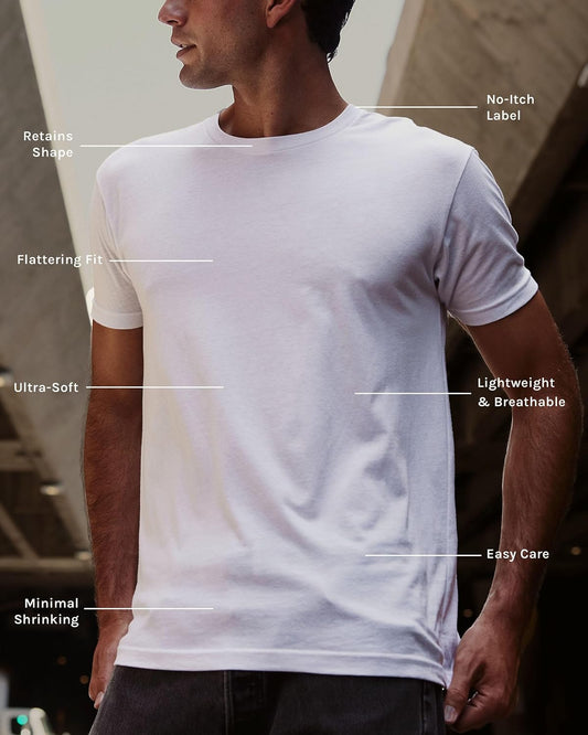 Mens T Shirt Packs - Short Sleeve Crew Neck Soft Fitted Tees S - 4XL Fresh Classic Tshirts