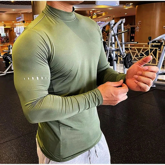 Compression Shirts Men's Fitness Workout Long Sleeve T-shirt Gym Training Tops Muscle Tees 🌴 VibeFlex Sports