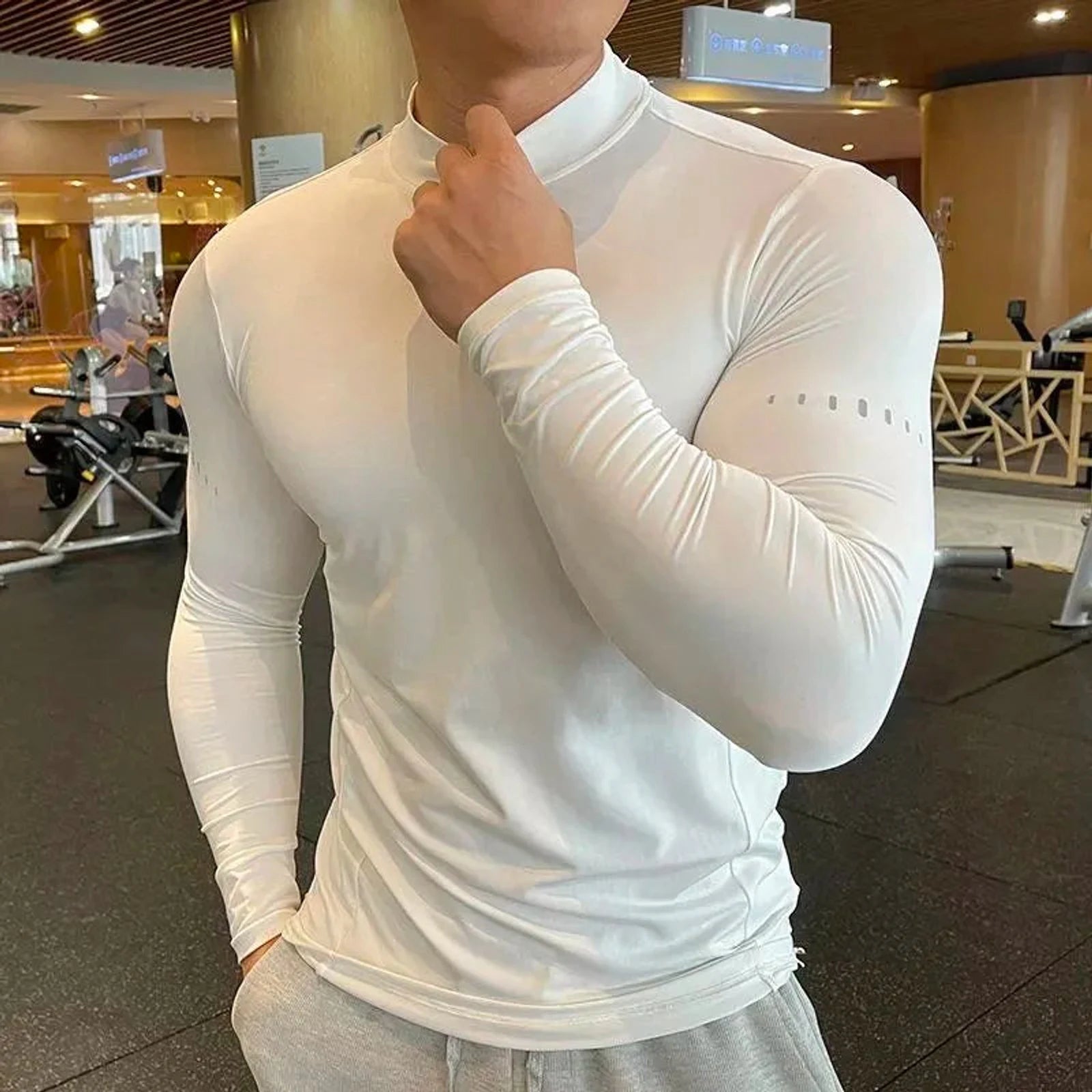 Compression Shirts Men's Fitness Workout Long Sleeve T-shirt Gym Training Tops Muscle Tees 🌴 VibeFlex Sports