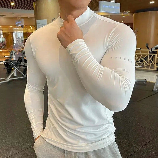 Compression Shirts Men's Fitness Workout Long Sleeve T-shirt Gym Training Tops Muscle Tees 🌴 VibeFlex Sports