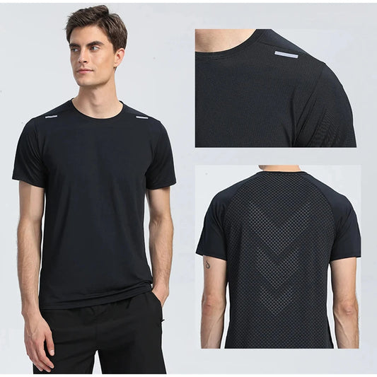 Quick Dry Men Running T-shirt Fitness Sports Top Gym Training Shirt Breathable Jogging Casual Sportswear 🌴 VibeFlex Sports