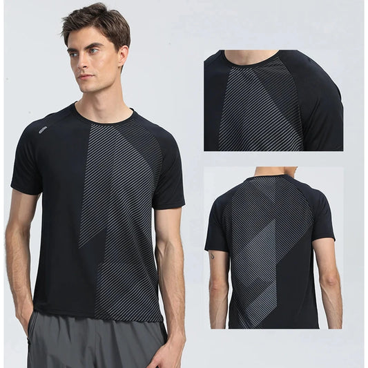 Quick Dry Men Running T-shirt Fitness Sports Top Gym Training Shirt Breathable Jogging Casual Sportswear 🌴 VibeFlex Sports
