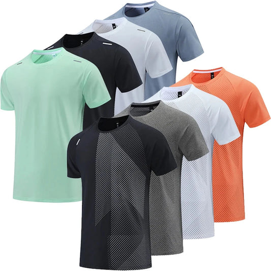 Quick Dry Men Running T-shirt Fitness Sports Top Gym Training Shirt Breathable Jogging Casual Sportswear 🌴 VibeFlex Sports