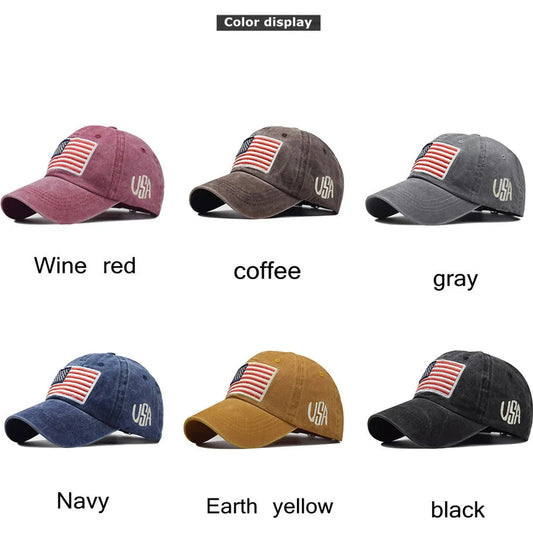 Women Baseball Cap Summer Denim Hats Men Spring Usa Letter Flag Embroidery Baseball Hats Cotton Outdoor Vintage Visor Casual Cap 🌴