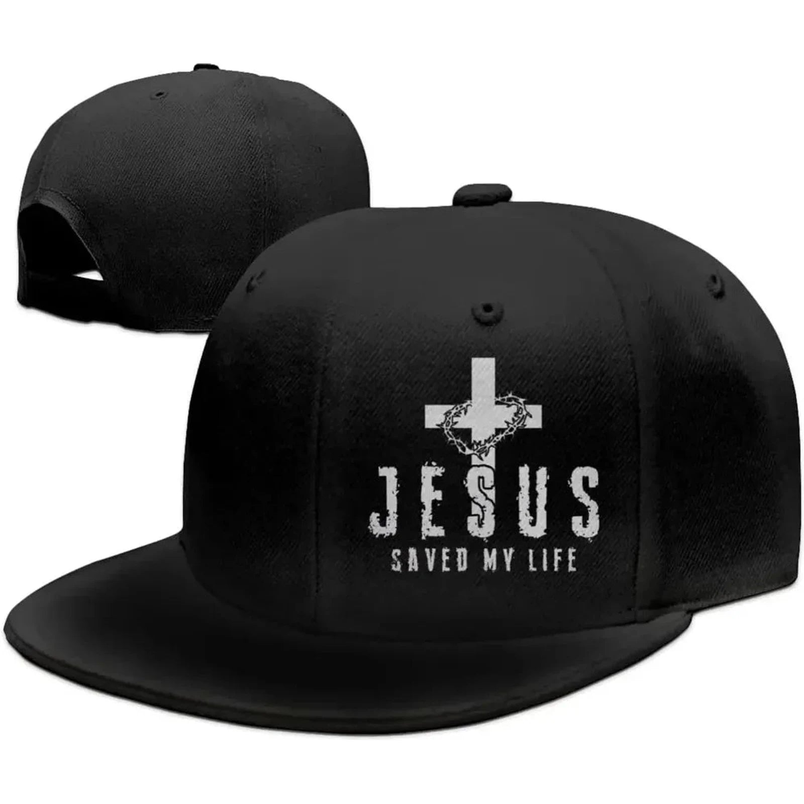 Christian Jesus Saved My Life Cross Snapback Hats For Men Baseball Cap Adjustable Flat Bill Trucker Dad Gift,husband,boy Friend 🌴 VibeFlex Sports