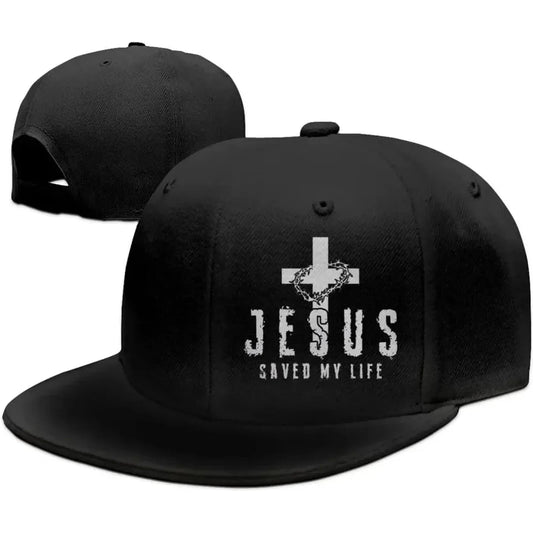Christian Jesus Saved My Life Cross Snapback Hats For Men Baseball Cap Adjustable Flat Bill Trucker Dad Gift,husband,boy Friend 🌴 VibeFlex Sports