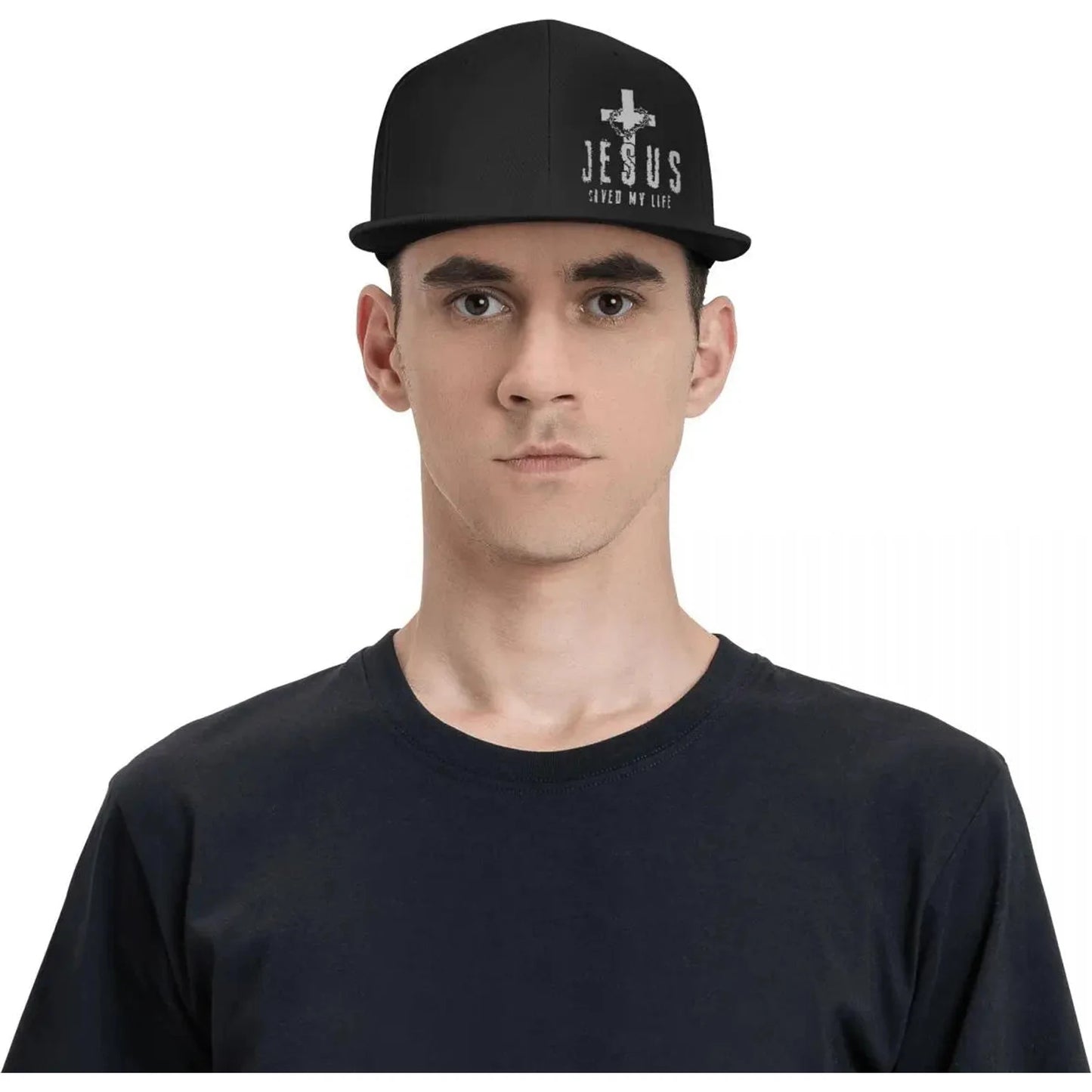 Christian Jesus Saved My Life Cross Snapback Hats For Men Baseball Cap Adjustable Flat Bill Trucker Dad Gift,husband,boy Friend 🌴 VibeFlex Sports