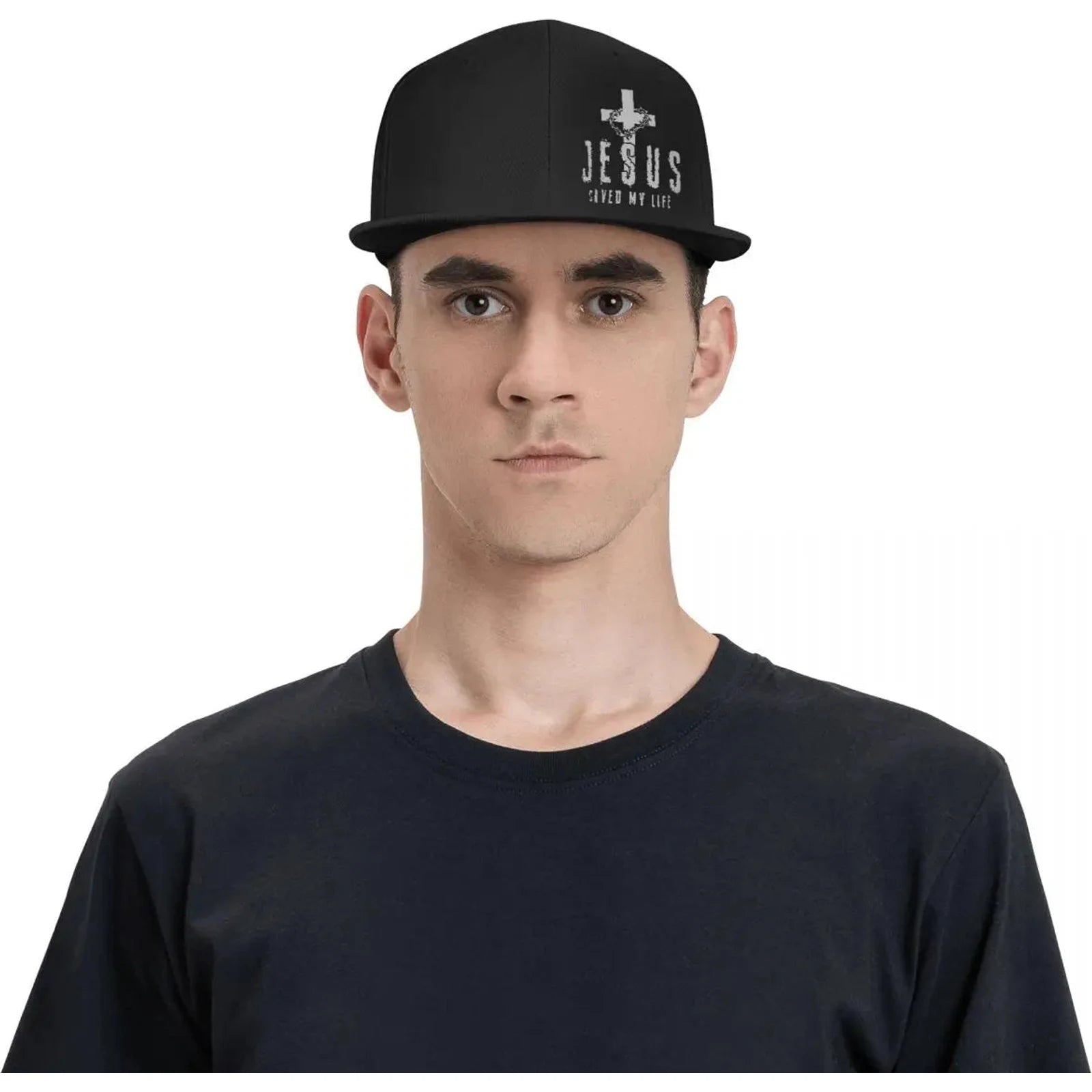 Christian Jesus Saved My Life Cross Snapback Hats For Men Baseball Cap Adjustable Flat Bill Trucker Dad Gift,husband,boy Friend 🌴 VibeFlex Sports