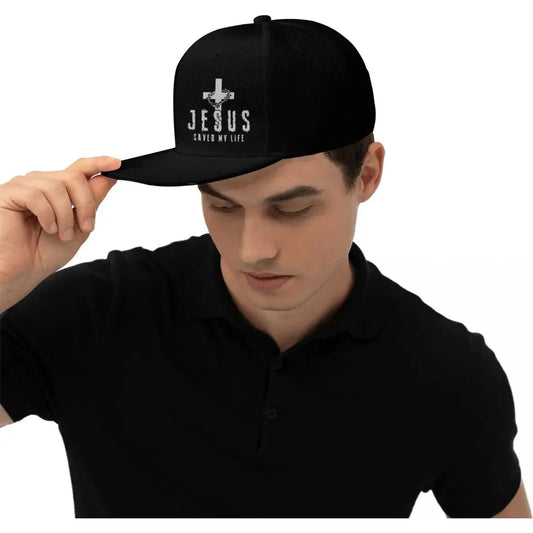 Christian Jesus Saved My Life Cross Snapback Hats For Men Baseball Cap Adjustable Flat Bill Trucker Dad Gift,husband,boy Friend 🌴 VibeFlex Sports