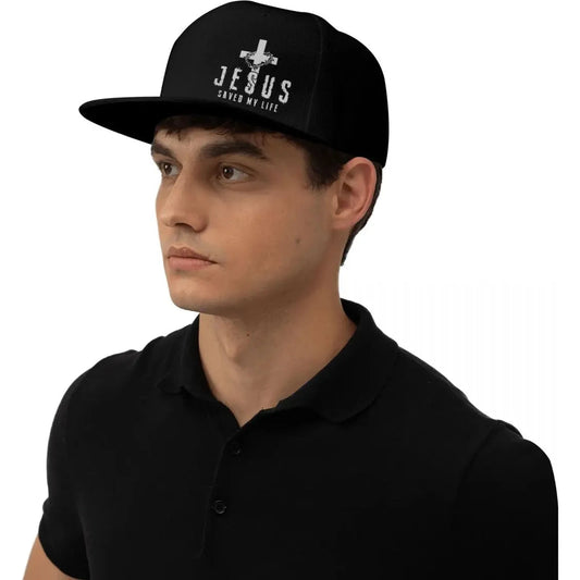 Christian Jesus Saved My Life Cross Snapback Hats For Men Baseball Cap Adjustable Flat Bill Trucker Dad Gift,husband,boy Friend 🌴 VibeFlex Sports