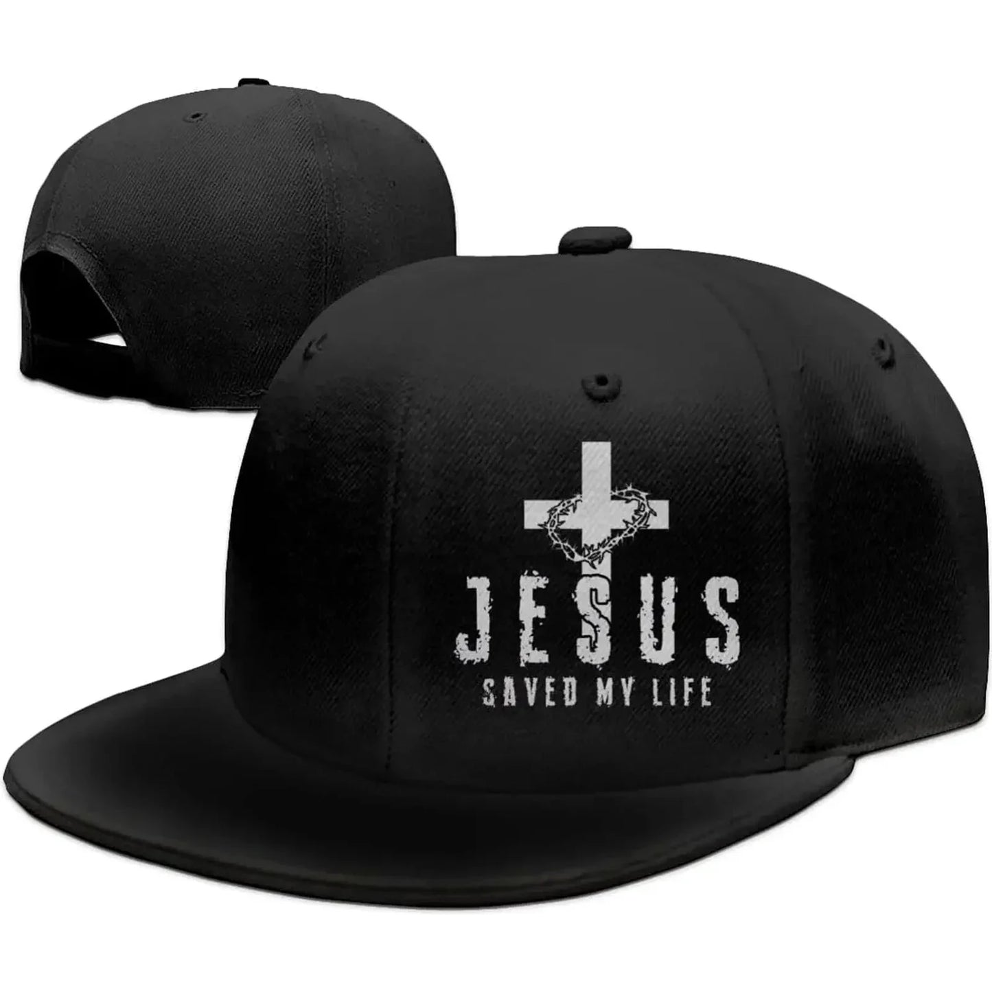 Christian Jesus Saved My Life Cross Snapback Hats For Men Baseball Cap Adjustable Flat Bill Trucker Dad Gift,husband,boy Friend 🌴 VibeFlex Sports
