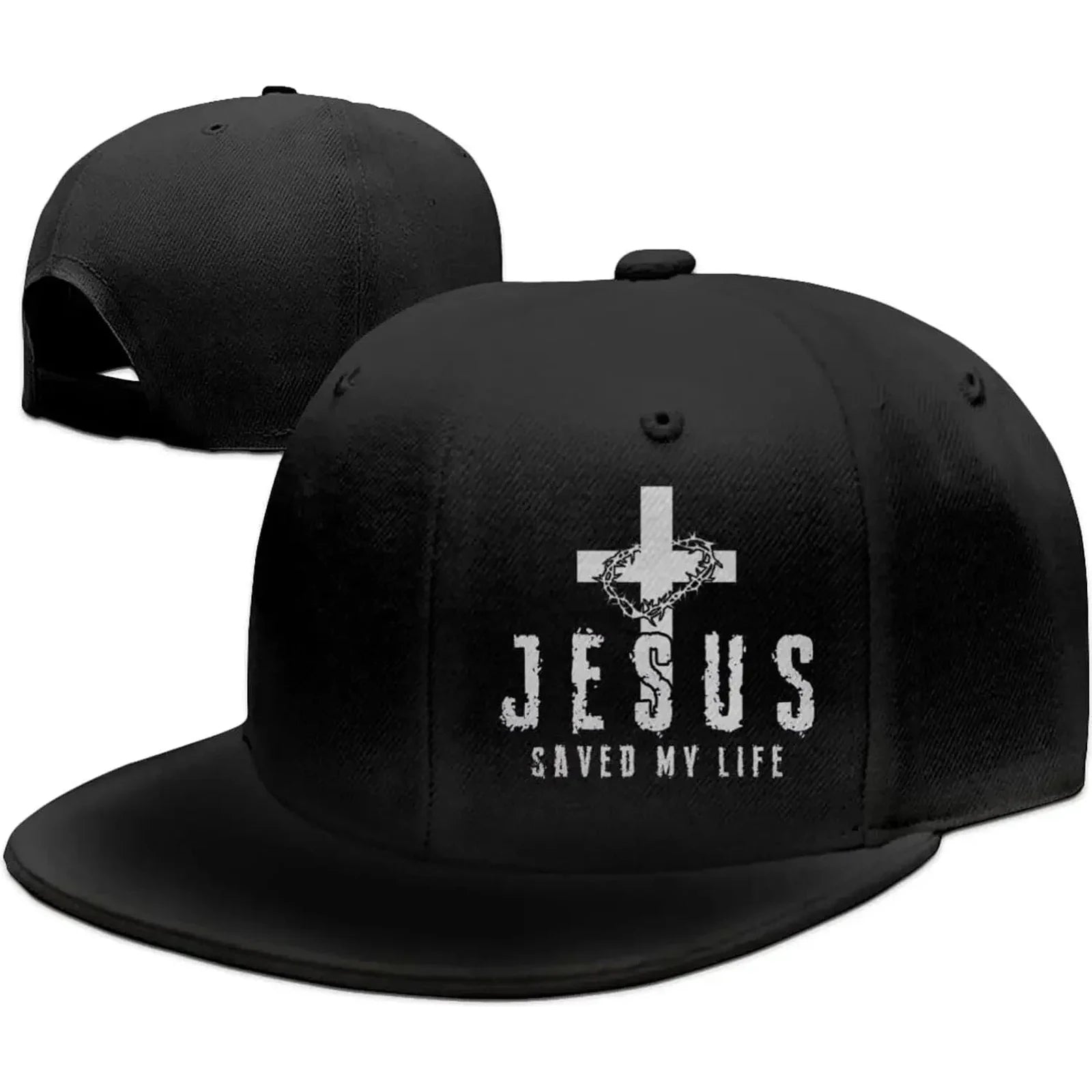 Christian Jesus Saved My Life Cross Snapback Hats For Men Baseball Cap Adjustable Flat Bill Trucker Dad Gift,husband,boy Friend 🌴 VibeFlex Sports