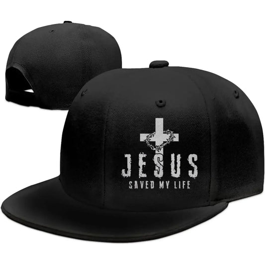 Christian Jesus Saved My Life Cross Snapback Hats For Men Baseball Cap Adjustable Flat Bill Trucker Dad Gift,husband,boy Friend 🌴 VibeFlex Sports