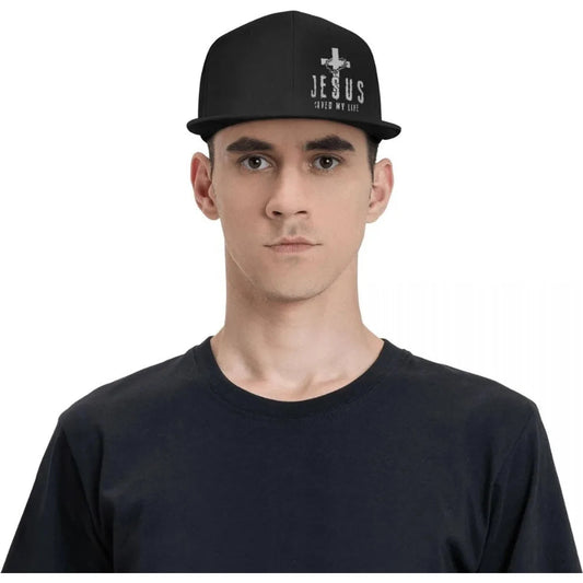Christian Jesus Saved My Life Cross Snapback Hats For Men Baseball Cap Adjustable Flat Bill Trucker Dad Gift,husband,boy Friend 🌴 VibeFlex Sports