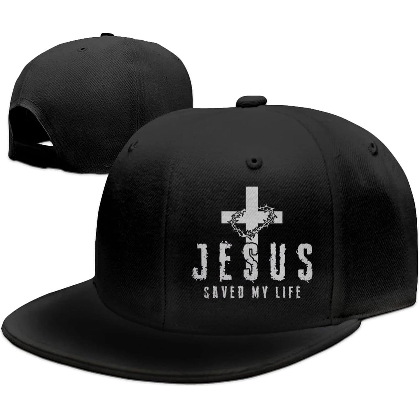 Christian Jesus Saved My Life Cross Snapback Hats For Men Baseball Cap Adjustable Flat Bill Trucker Dad Gift,husband,boy Friend 🌴 VibeFlex Sports