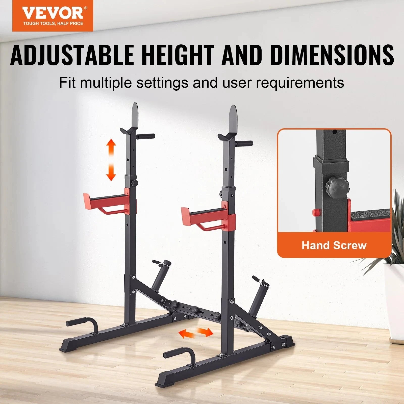 Vevor Squat Stand Power Rack, Multi-functional Barbell Rack With Hook, Weight Plate Storage Attachment, Adjustable Free Bench Press Stands, Max Load 600 Lbs Steel Exercise Squat Stand For Gym/home Gym 🌴 VibeFlex Sports