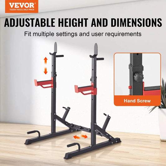 Vevor Squat Stand Power Rack, Multi-functional Barbell Rack With Hook, Weight Plate Storage Attachment, Adjustable Free Bench Press Stands, Max Load 600 Lbs Steel Exercise Squat Stand For Gym/home Gym 🌴 VibeFlex Sports