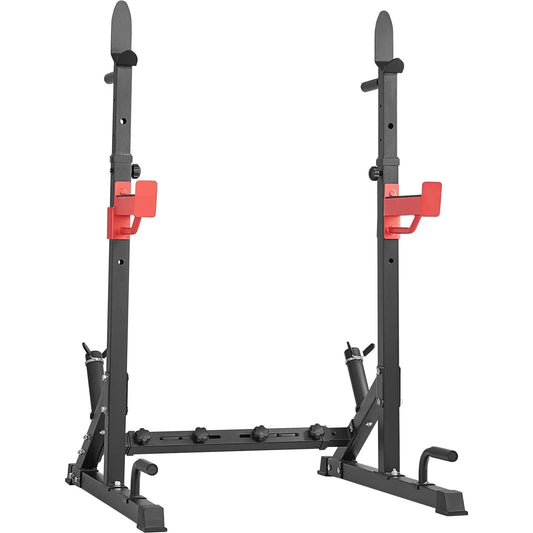 Vevor Squat Stand Power Rack, Multi-functional Barbell Rack With Hook, Weight Plate Storage Attachment, Adjustable Free Bench Press Stands, Max Load 600 Lbs Steel Exercise Squat Stand For Gym/home Gym 🌴