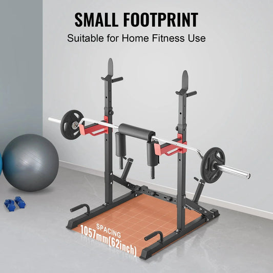 Vevor Squat Stand Power Rack, Multi-functional Barbell Rack With Hook, Weight Plate Storage Attachment, Adjustable Free Bench Press Stands, Max Load 600 Lbs Steel Exercise Squat Stand For Gym/home Gym 🌴