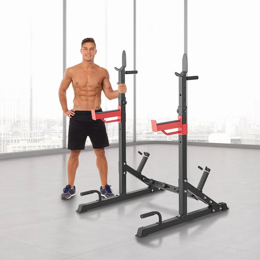 Vevor Squat Stand Power Rack, Multi-functional Barbell Rack With Hook, Weight Plate Storage Attachment, Adjustable Free Bench Press Stands, Max Load 600 Lbs Steel Exercise Squat Stand For Gym/home Gym 🌴