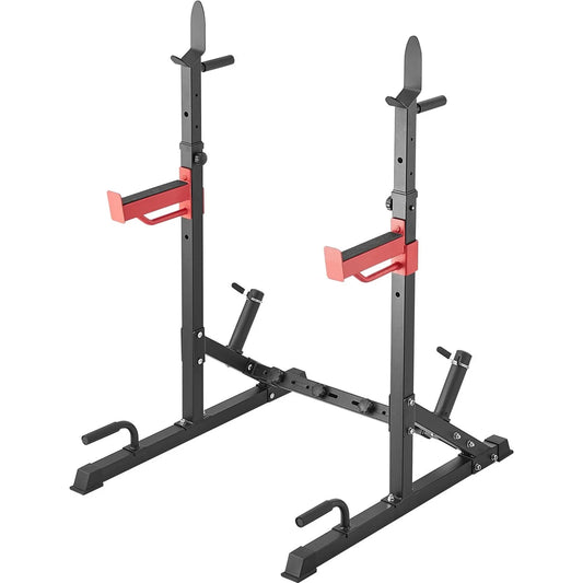 Vevor Squat Stand Power Rack, Multi-functional Barbell Rack With Hook, Weight Plate Storage Attachment, Adjustable Free Bench Press Stands, Max Load 600 Lbs Steel Exercise Squat Stand For Gym/home Gym 🌴