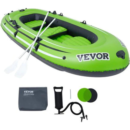 Vevor Inflatable Boat, 5-person Inflatable Fishing Boat, Strong Pvc Portable Boat Raft Kayak, 45.6 Aluminum Oars, High-output Pump, Fishing Rod Holders, And 2 Seats, 1100 Lb Capacity For Adults, Kids 🌴 VibeFlex Sports